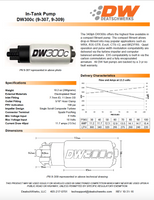 DeatschWerks 340lph DW300C Compact Fuel Pump w/ Universal Install Kit (w/o Mounting Clips)